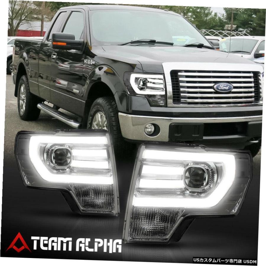 ヘッドライト  Fits 2009-2014 Ford F150 <LED C-BAR DRL> Smoke/Clear Corner P