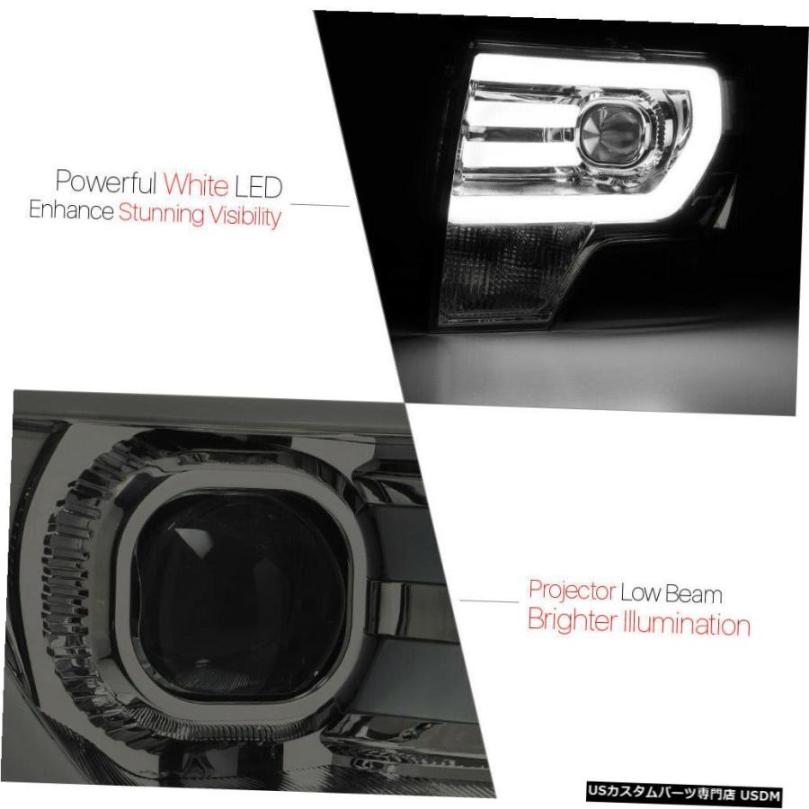 ヘッドライト  Fits 2009-2014 Ford F150 <LED C-BAR DRL> Smoke/Clear Corner Pの画像