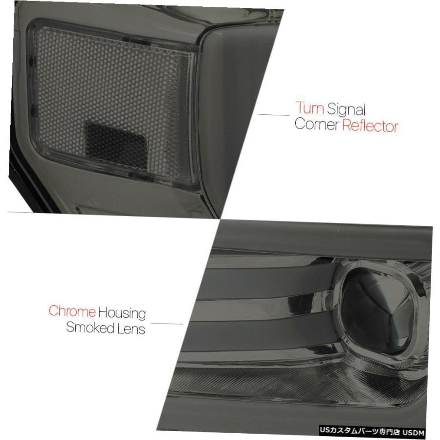 ヘッドライト  Fits 2009-2014 Ford F150 <LED C-BAR DRL> Smoke/Clear Corner Pの画像