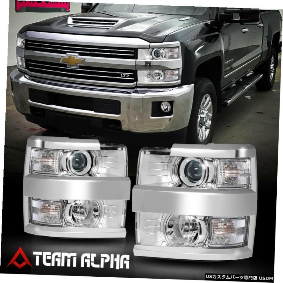 ヘッドライト 2015-2019 Silverado 2500HDに適合[Chrome /  </ wbr>クリア] Crystal Cor