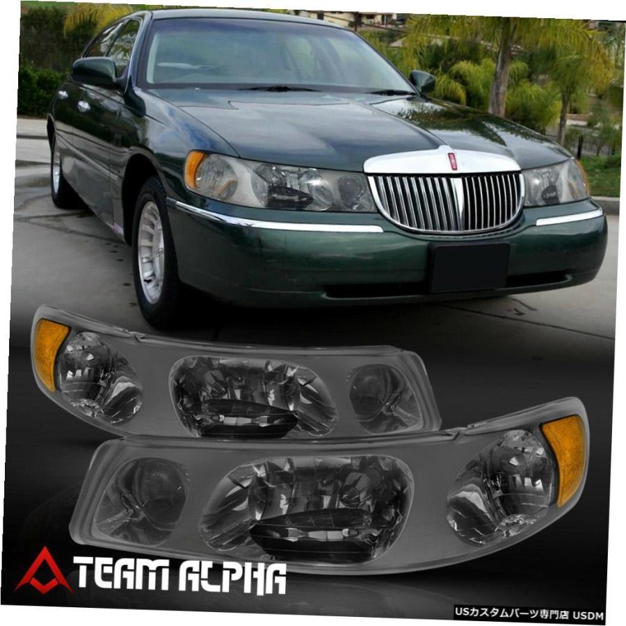 ヘッドライト 1998-2002リンカーンタウンカーに適合[クローム/スモーク