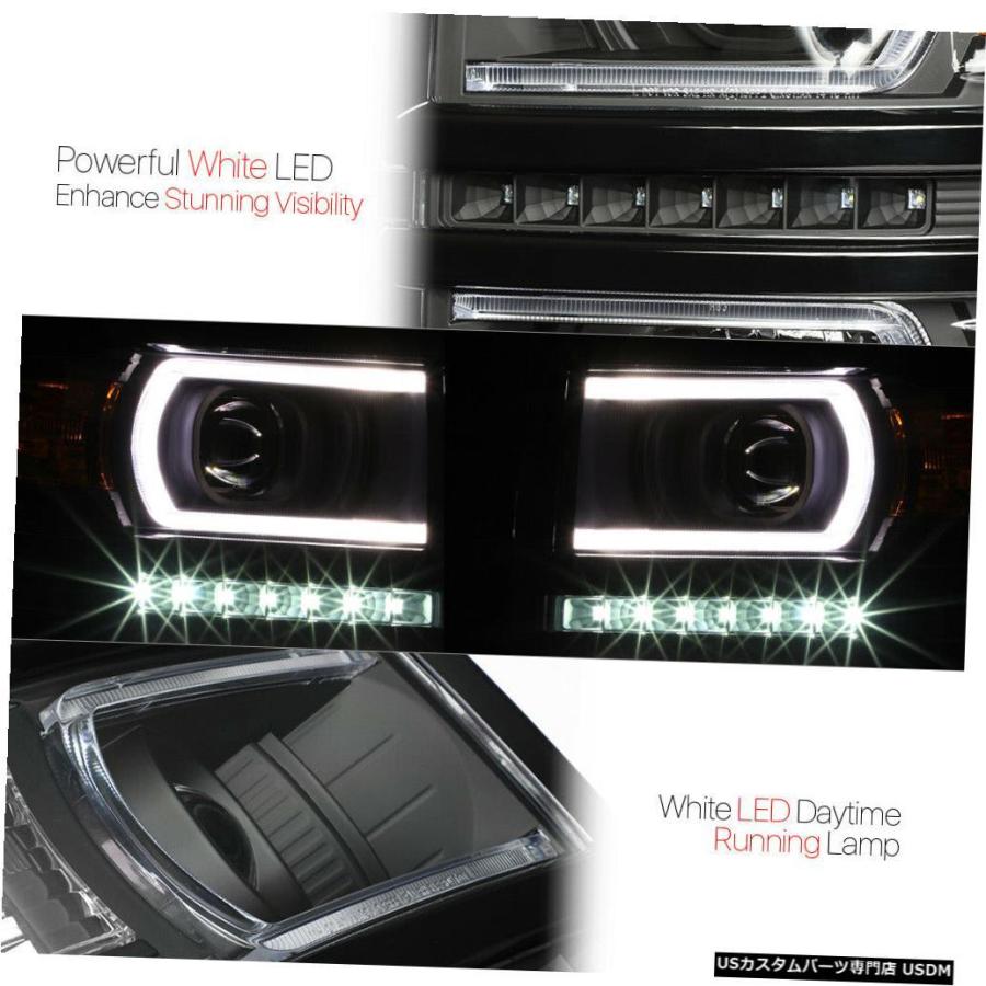 ヘッドライト  Fits 2014-2015 Silverado<DUAL C-BAR LED DRL>Black/Clea</の画像