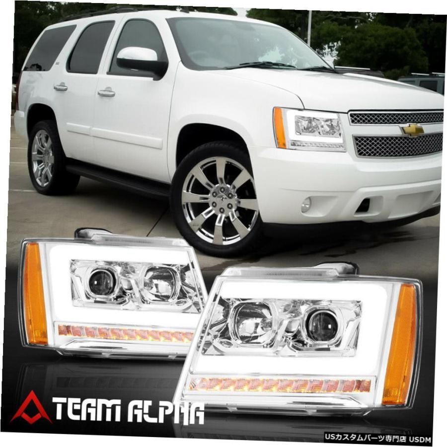 ヘッドライト  Fits 2007-2014 Tahoe\u003cLED DRL/SEQUENTIAL SIGNAL\u003eChrome/\u003c/