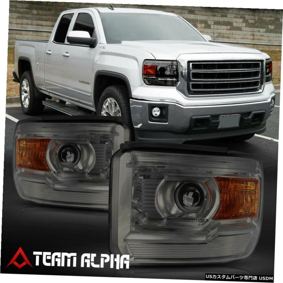 ヘッドライト 2014-2018 GMC Sierra [Chrome /  Smoke] Amber Corner Pro