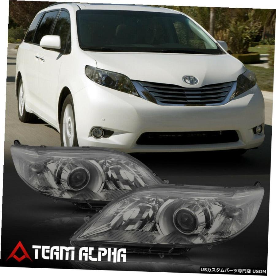 チ*太様 トヨタ シエナスモーク塗装レクサスヘッドライト LED搭載 車検対応 ヘッドライト 2011-2017トヨタシエナに適合[クローム/スモーク