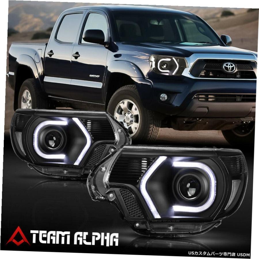 ヘッドライト  Fits 2012-2015 Tacoma \u003cLED C-BAR 3D DRL\u003e Black/Clear Corner P