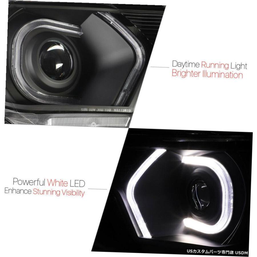 ヘッドライト  Fits 2012-2015 Tacoma \u003cLED C-BAR 3D DRL\u003e Black/Clear Corner P_1