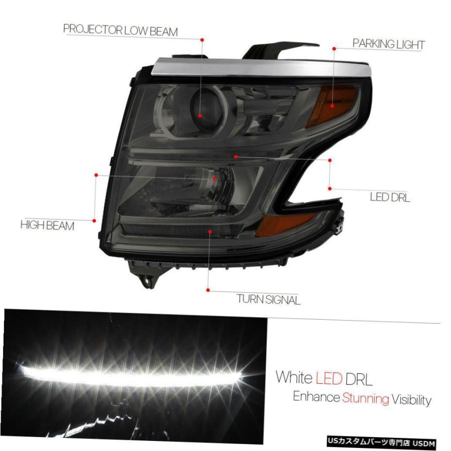 ヘッドライト  Fits 2015-2020 Suburban/Tahoe \u003cLED DRL\u003e Smoke/Amber Corner Pr_2
