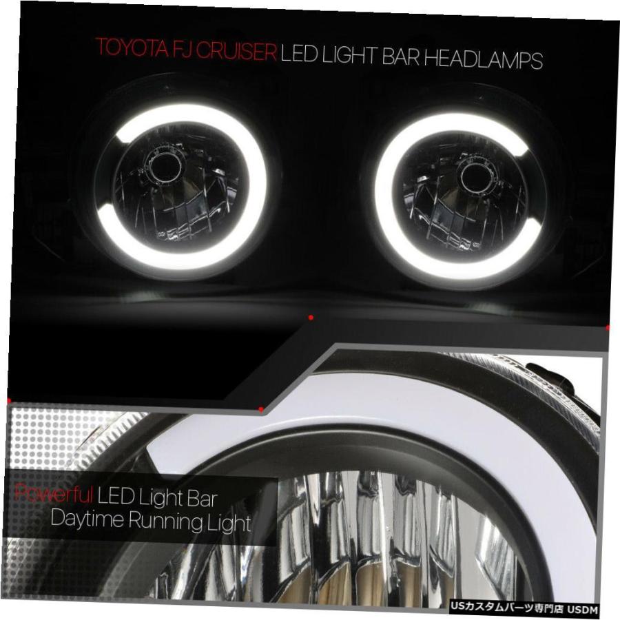 ヘッドライト ブラック/クリア* LEDライトバーDRL * 07-14トヨタFJ
