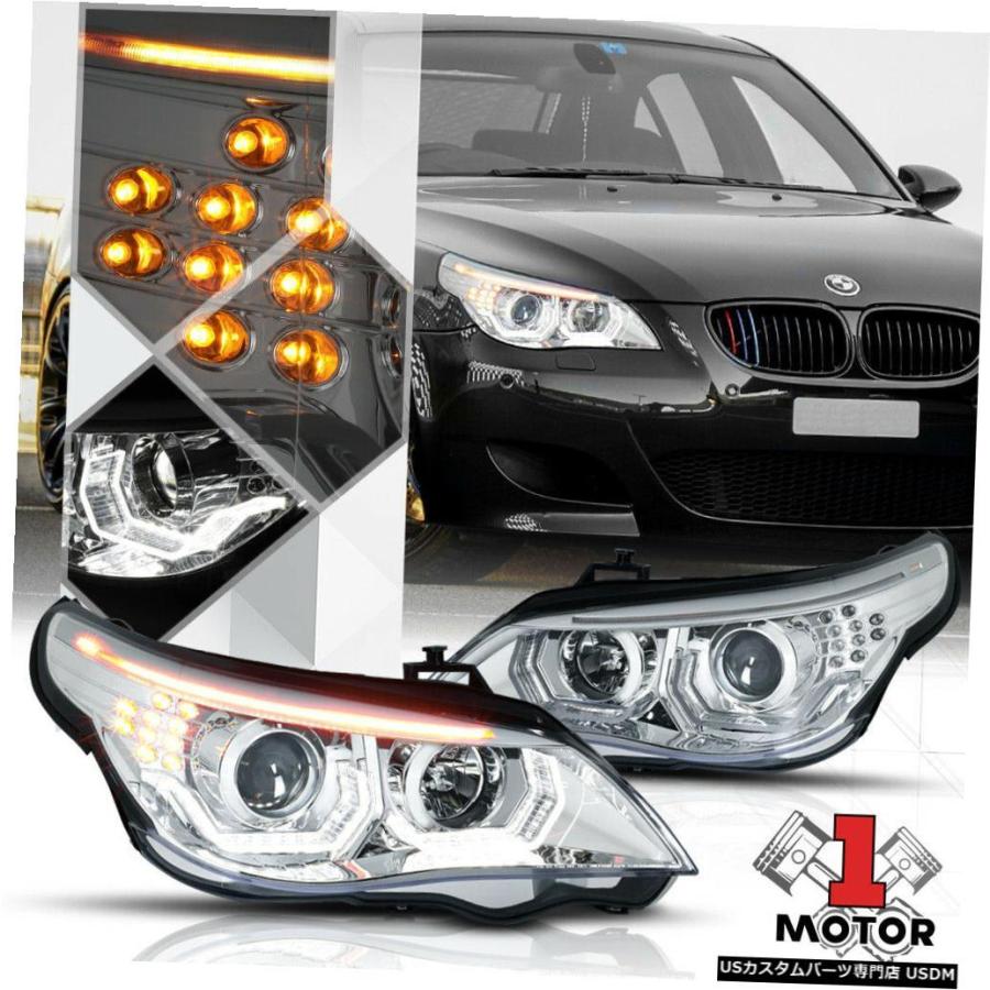 フラワーB ブルーグレイ ヘッドライト 04-07 BMW E60 5シリーズ用