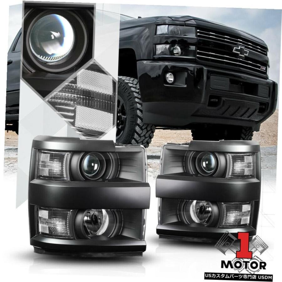ヘッドライト 15-19シルバラード2500HD / 3500HD用ブラックハウジングプロジェクターヘッドライトクリアシグナル  Black Hous
