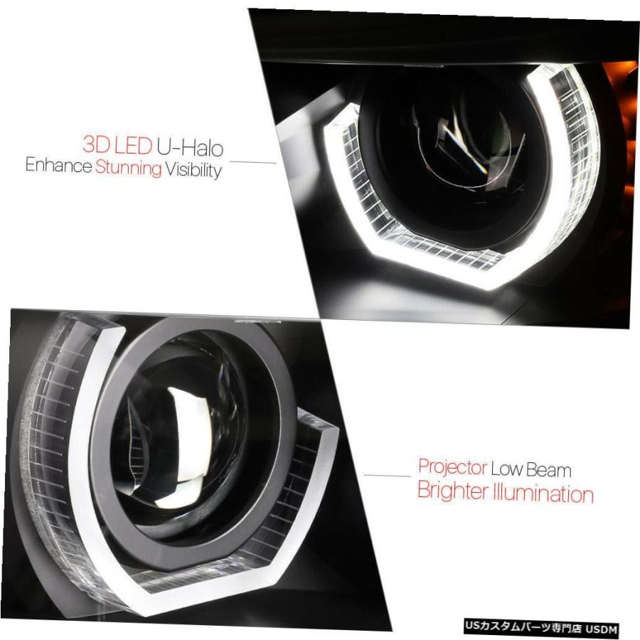 ヘッドライト 09-12 E90用ブラック/グレー眉毛デュアル[3D HALO]プロジェクターヘッドライトLED信号  Black/Gray Eyebの画像