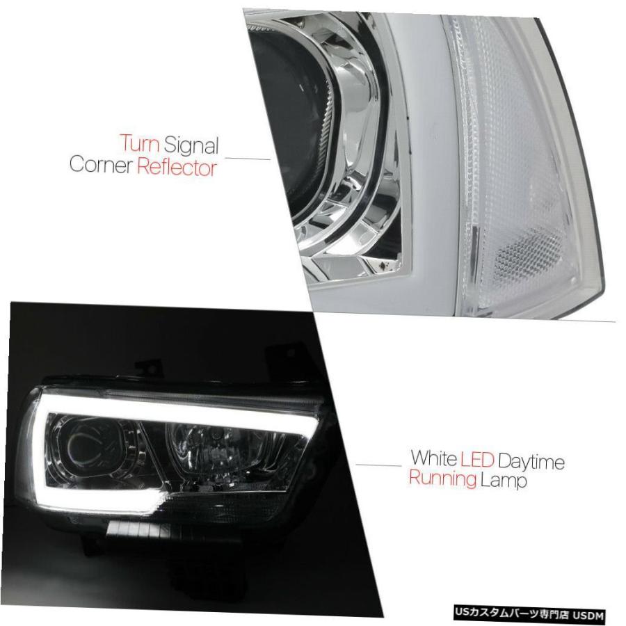 ヘッドライト 11-14ダッジチャージャー用Chrome * LED C-BAR DRL *プロジェクターヘッドライトクリアシグナル  Chromeの画像