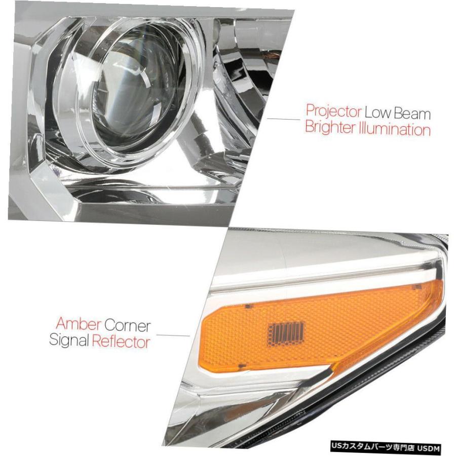 ヘッドライト 16-18トヨタタコマ用クロームハウジングプロジェクターヘッドライトアンバーターンリフレクター  Chrome Housing Projの画像