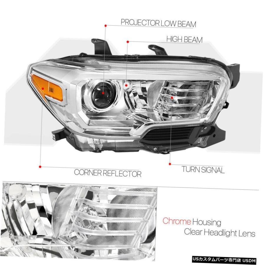 ヘッドライト 16-18トヨタタコマ用クロームハウジングプロジェクターヘッドライトアンバーターンリフレクター  Chrome Housing Projの画像