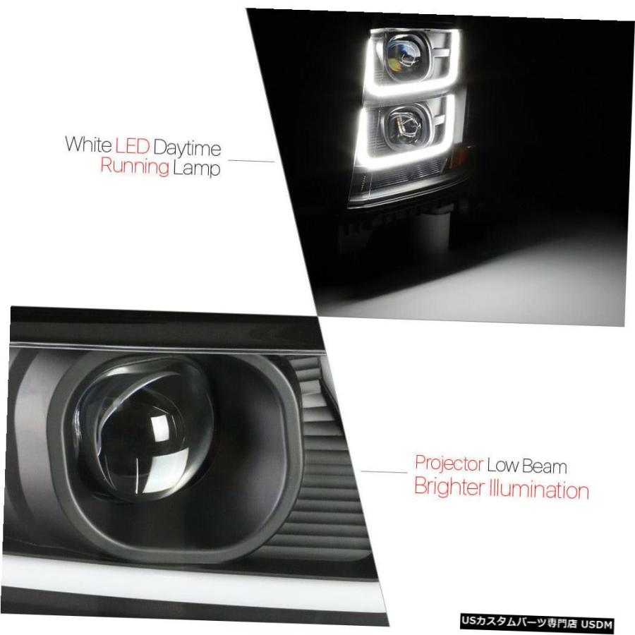ヘッドライト 15-20郊外/タホ向けブラックデュアルプロジェクターヘッドライトLED Uバーアンバー信号  Black Dual Projectorの画像
