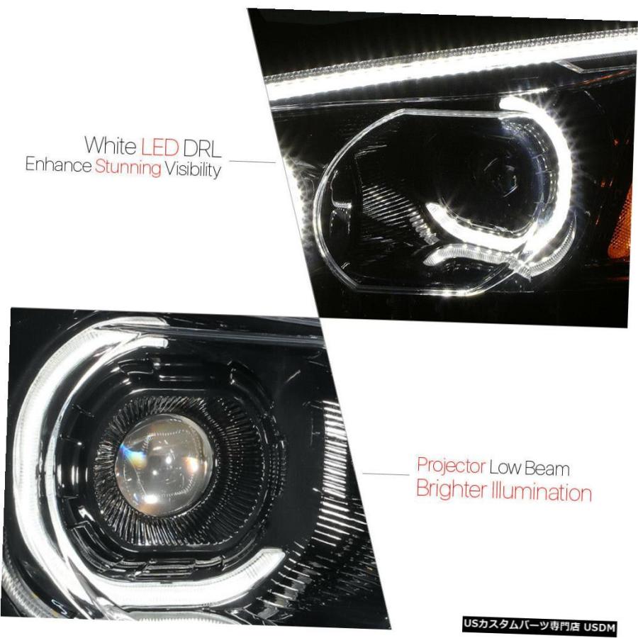 ヘッドライト 08-19ケンワースT170 / T270 / T300用ブラックプロジェクターヘッドライト[デュアルLED DRL + SIGNAL]_1