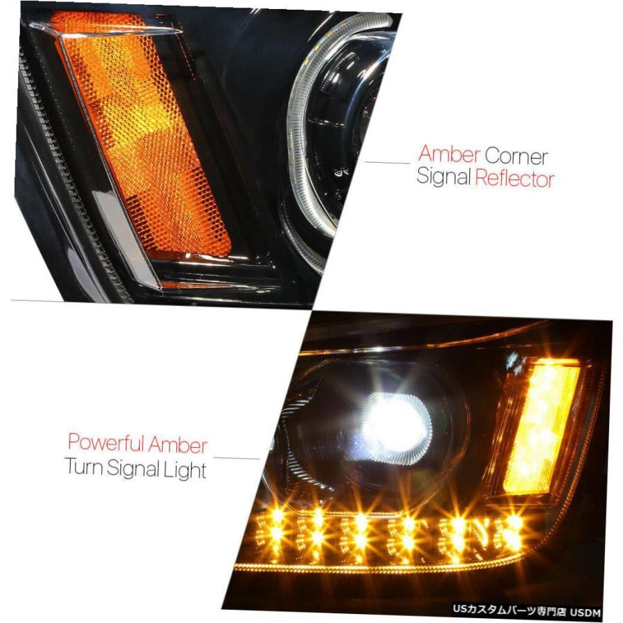 ヘッドライト 08-19ケンワースT170 / T270 / T300用ブラックプロジェクターヘッドライト[デュアルLED DRL + SIGNAL]_2