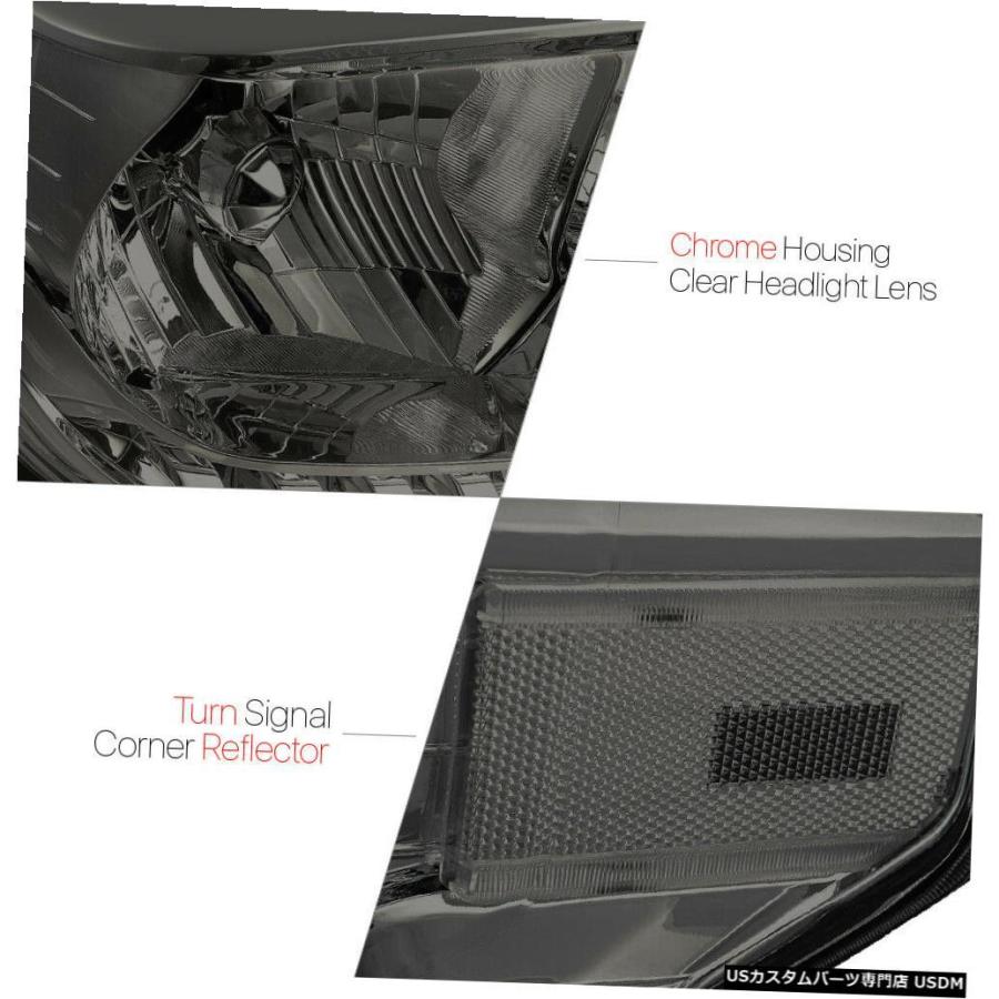 ヘッドライト 14-19トヨタツンドラ用スモークティンテッドヘッドライトクリアコーナーシグナルリフレクター  Smoke Tinted Headligの画像