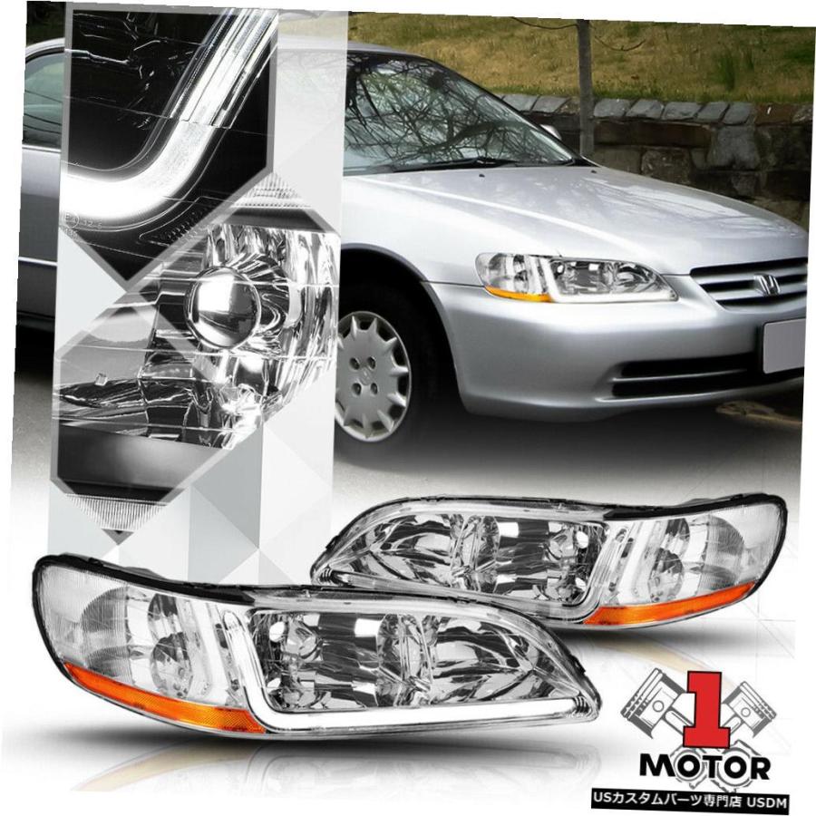 前照灯 98-02ホンダ協心のクロームハウジングヘッドライトLEDランニングライトアンバー交通信号  Chrome Housing Headli