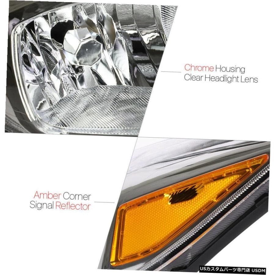 ヘッドライト 15-18フォードフォーカス用クロムハウジングクリアレンズヘッドライトアンバーシグナルリフレクター  Chrome Housing Clの画像