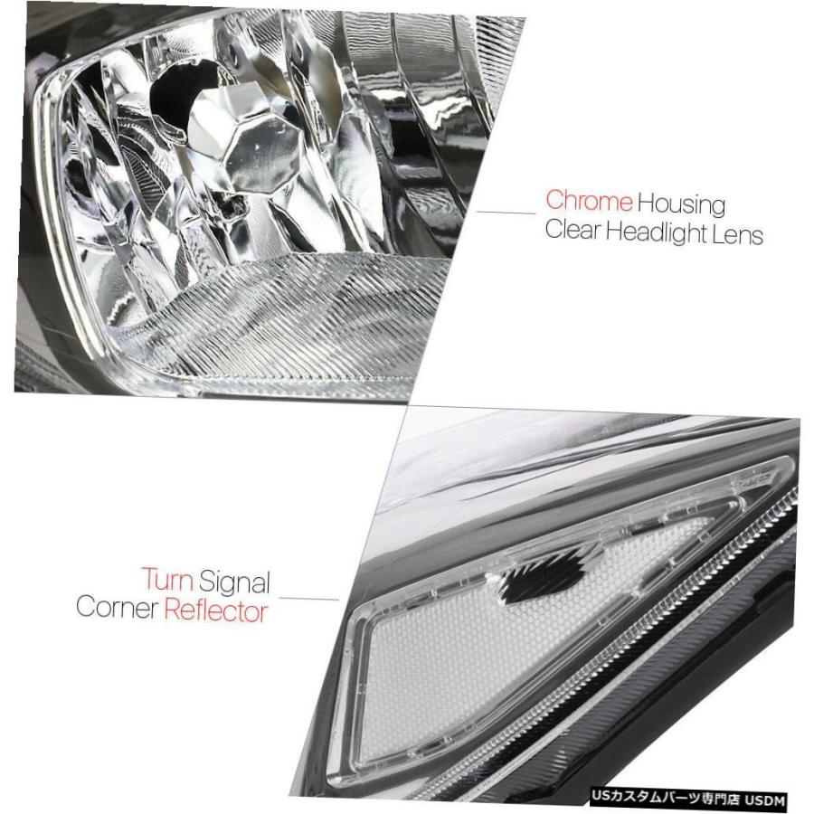 ヘッドライト 15-18フォードフォーカス用クロームハウジングヘッドライトクリアレンズターンシグナルリフレクター  Chrome Housing Heの画像