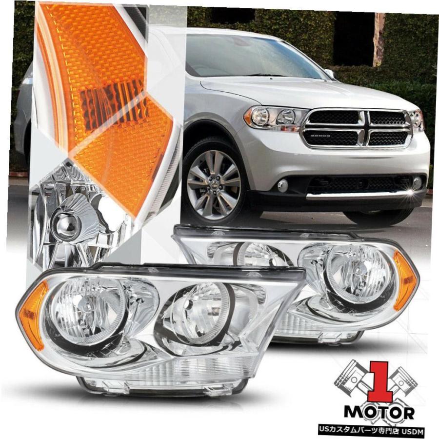 前照灯 11-13ダッジデュランゴ用クロームハウジングヘッドライトランプアンバーシグナルリフレクター  Chrome Housing Headl 自動車-車、バイク、自転車