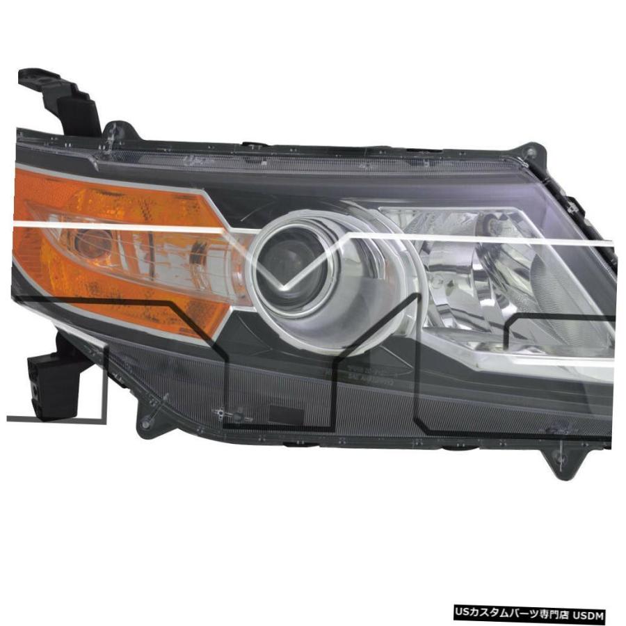ヘッドライト 14-17 Honda Odyssey Halogen w / Black Bezel Right Passenger Headligh