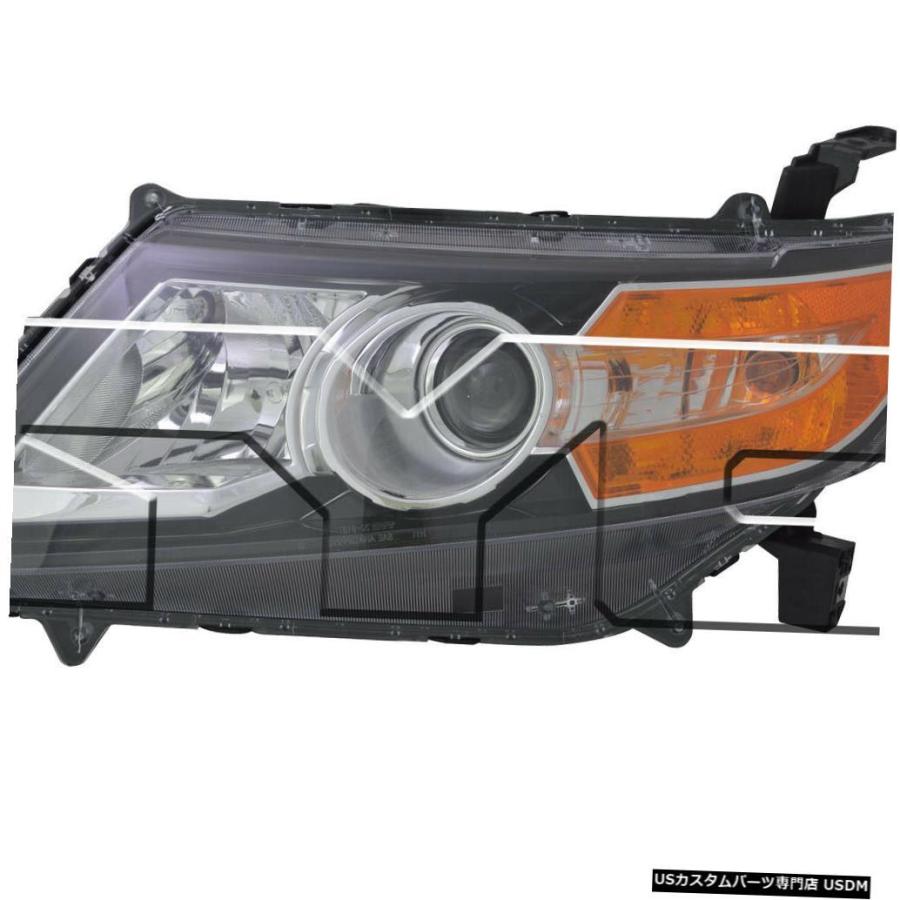 ヘッドライト 14-17ホンダオデッセイハロゲンw /ブラックベゼル左ドライバーヘッドライトCAPA  14-17 Honda Odyssey Hal