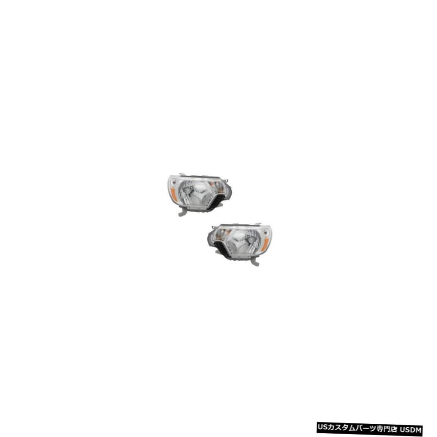 ヘッドライト  12-15 Toyota Tacoma Driver \u0026 Passenger Halogen Headlights Lamps