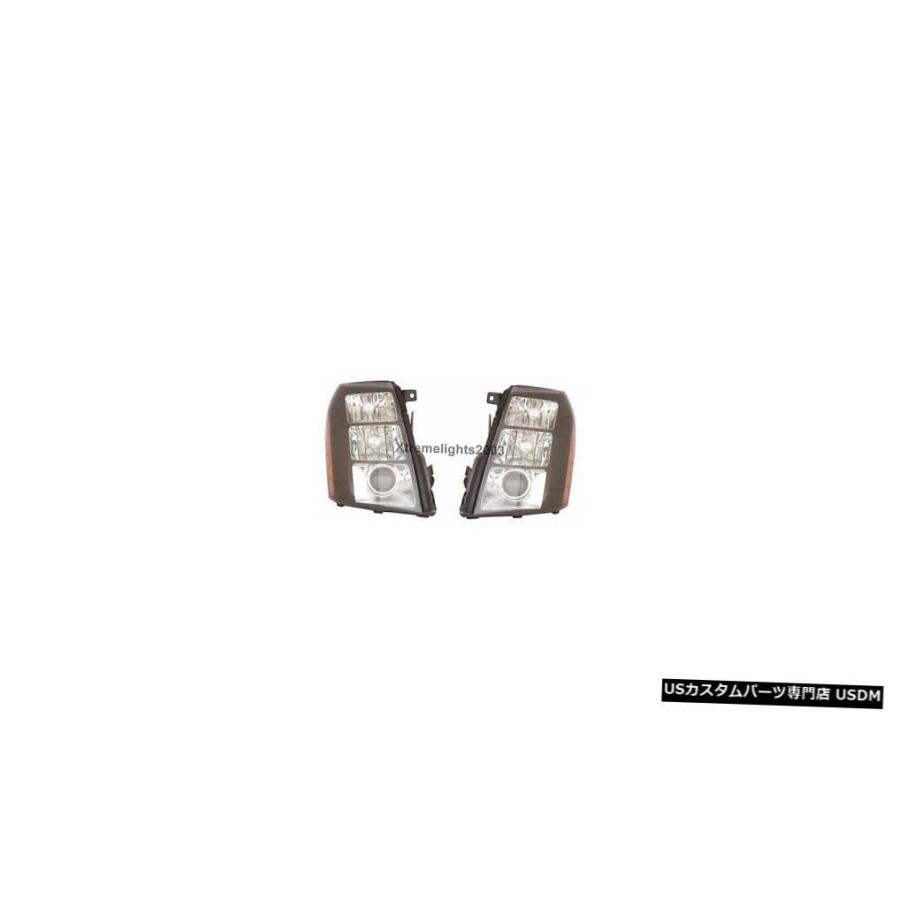 Headlight キャデラックエスカレード2013 2014ペアブラックHIDヘッドライトヘッドランプライト  CADILLAC ESCALADE