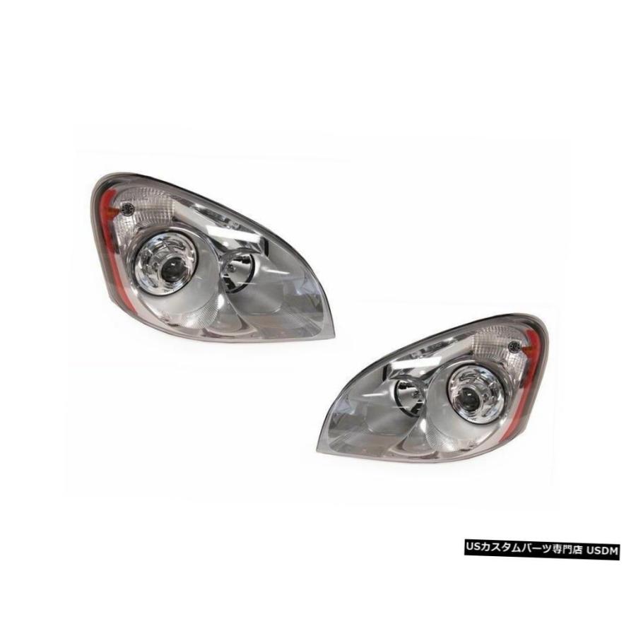 Headlight FREIGHTLINER CASCADIA 2008-2016クロームプロジェクターヘッドライトヘッドランプ+ LED電球  FRの画像