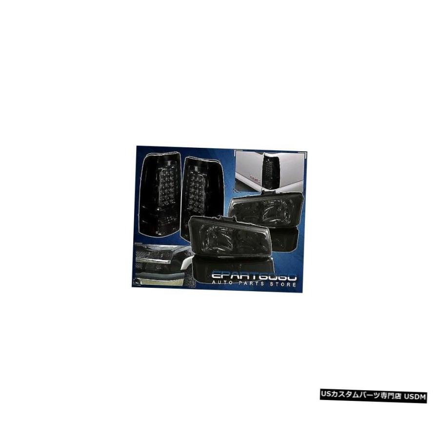 テールランプ 2003-2006年のシルバラードスモークレンズクロームハウジングヘッドライトランプ+テールランプ  For 2003-2006 Sil