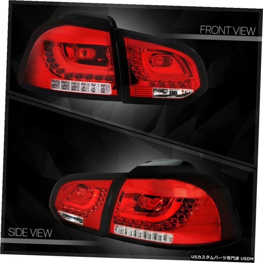 テールライト  Fits 2010-2014 VW Golf<DUAL L NEON TUBE LED BAR>Red/Clear Braの画像