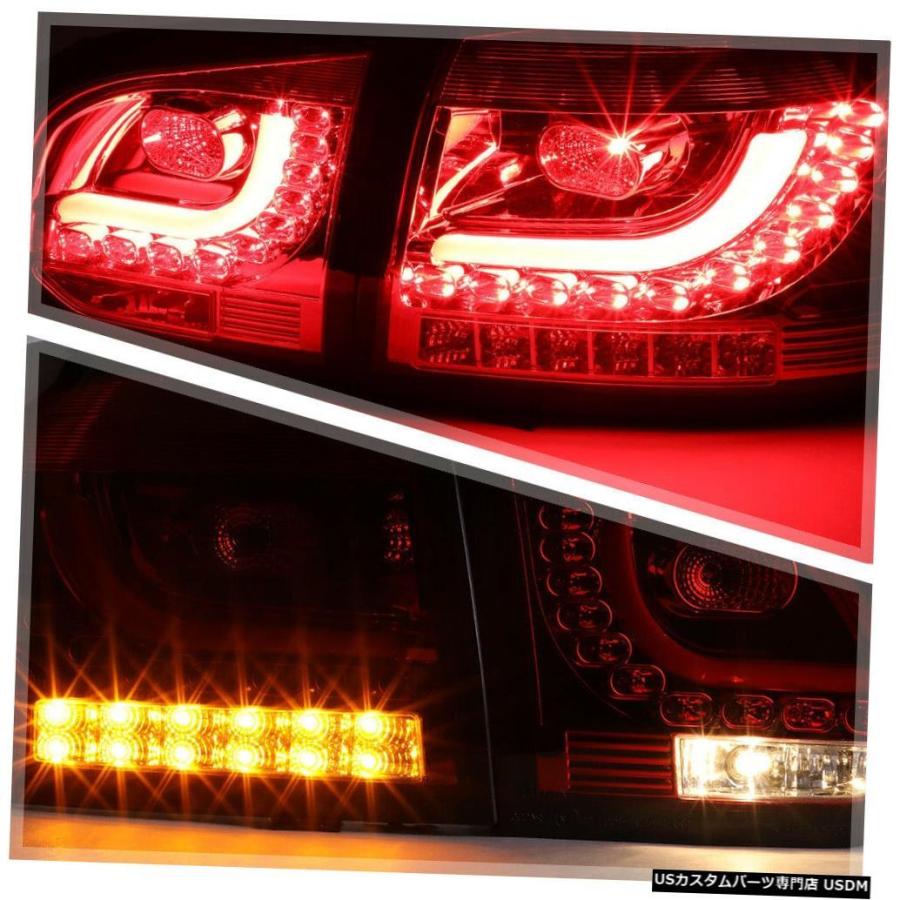テールライト  Fits 2010-2014 VW Golf<DUAL L NEON TUBE LED BAR>Red/Clear Braの画像