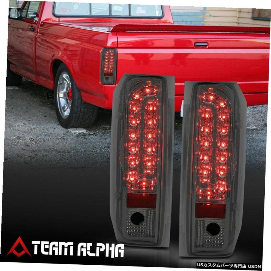 テールライト  Fits 1990-1997 F150/F250/Bronco\u003cFULL LED\u003eChrome/Smoke Brake L