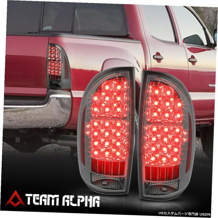 テールライト  Fits 2005-2015 Toyota Tacoma \u003cFULL LED\u003e Chrome/Smoke Brake La