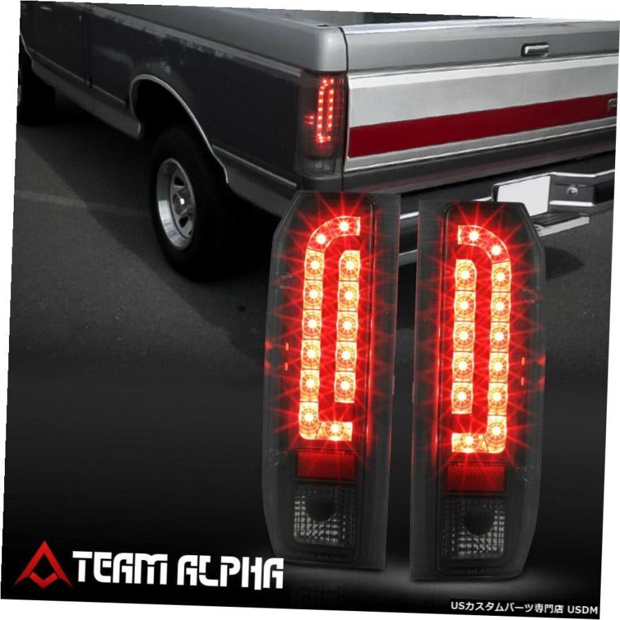 テールライト  Fits 1990-1997 F150/F250/Bronco\u003cFULL LED\u003eBlack/Smoke Brake La