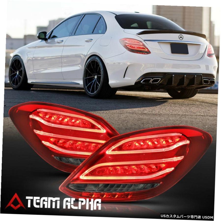 テールライト  Fits 2015-2018 Mercedes W205 C-Class<NEON TUBE LED BAR>Red/Sm