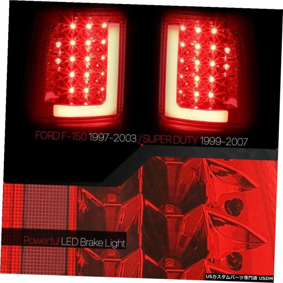 テールライト 97-03フォードF150スタイルサイド用クロム/レッド* TRON LED BAR * 3Dネオンチューブテールライト  Chrome_1