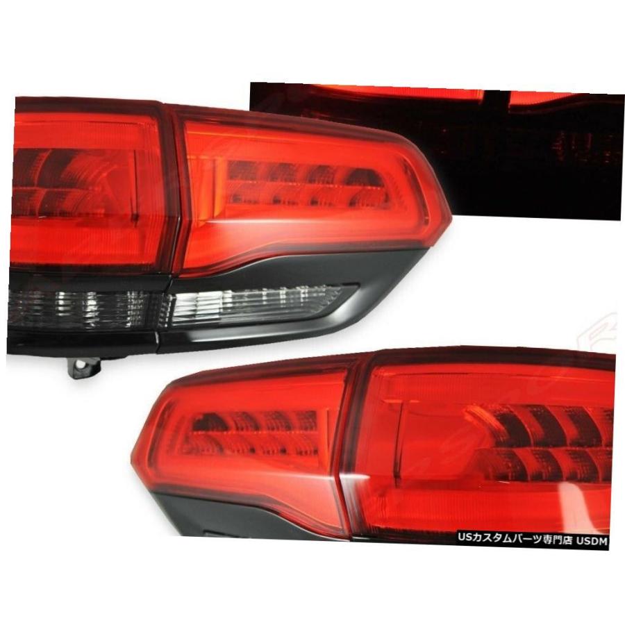 Tail light 2014-2019グランドチェロキー用4個入り赤い煙LEDテールライト（ブラックトリム付き）のセット  Set of 4pcsの画像