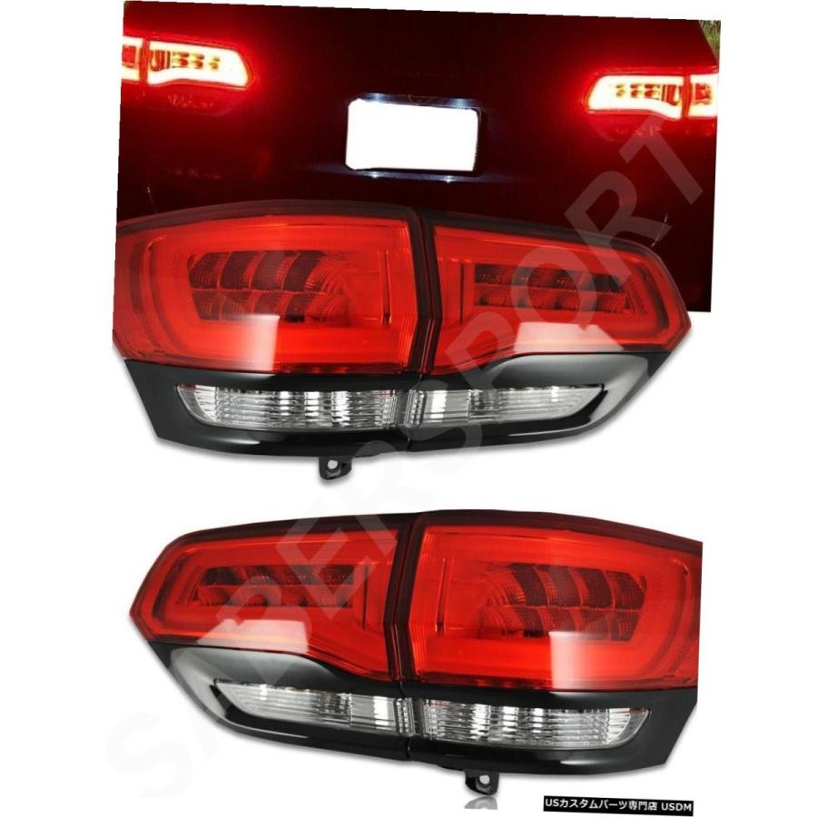 Tail light 2014-2019グランドチェロキー用4個セットレッドクリアLEDテールライト（ブラックトリム付き）  Set of 4pcs