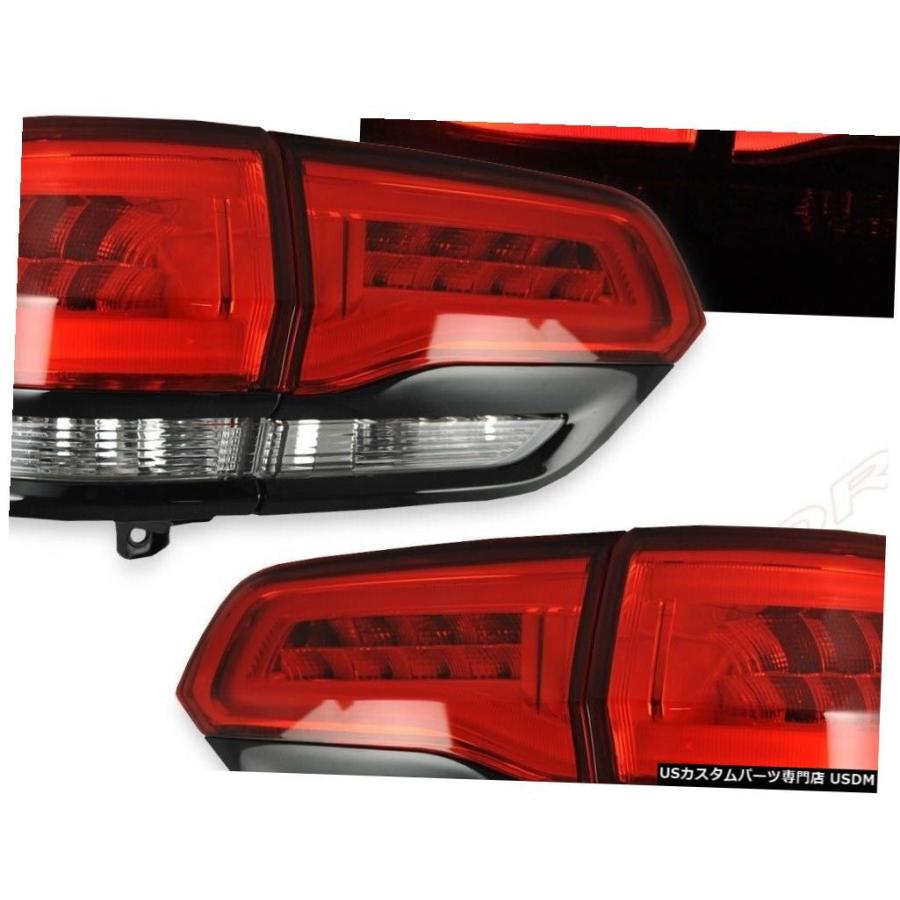 Tail light 2014-2019グランドチェロキー用4個セットレッドクリアLEDテールライト（ブラックトリム付き）  Set of 4pcsの画像