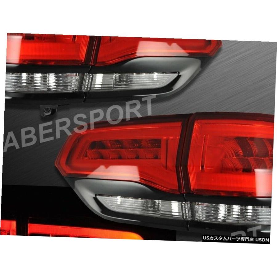 Tail light 2014-2019グランドチェロキー用4個セットレッドクリアLEDテールライト（ブラックトリム付き）  Set of 4pcsの画像