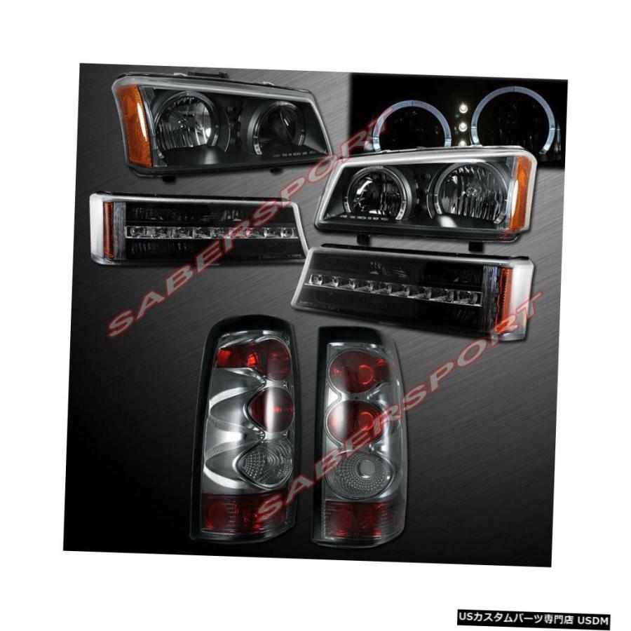 Tail light 2003-2006シルバラード用LEDパーキング+スモークテールライト付きブラックハローヘッドライト  Black Halo H