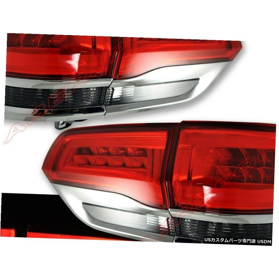 Tail light 2014-2019 Grand CherokeeのChrome Trim付き4本の赤い煙LEDテールライトのセット  Set oの画像