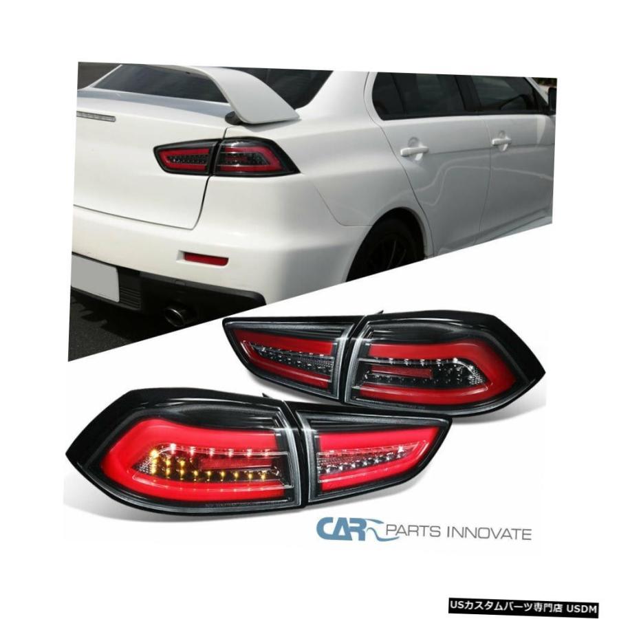 Tail light 三菱08-17ランサーEVO XパールブラックLEDテールライトブレーキランプペア  For Mitsubishi 08-17