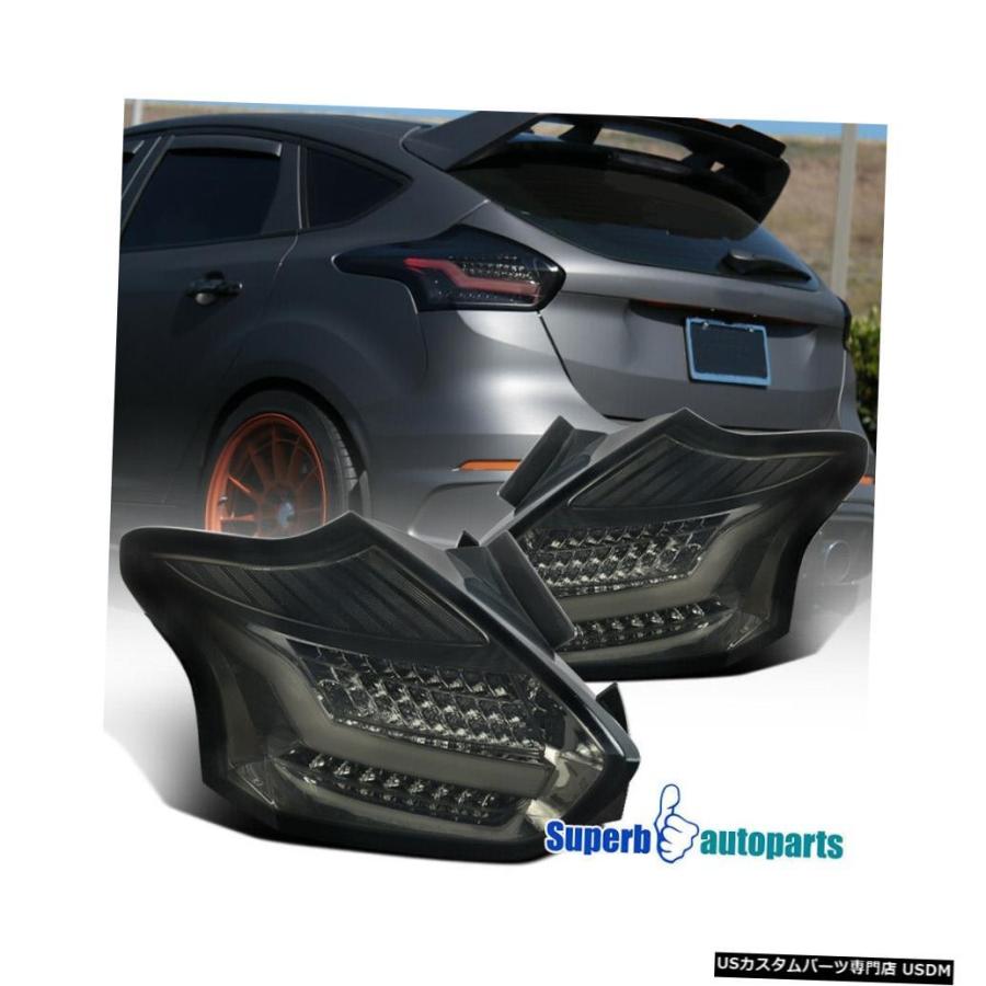 Tail light 2015-2018 Ford Focus 5 DハッチバックLEDテールライトブレーキランプスモークペア  For 2015-2