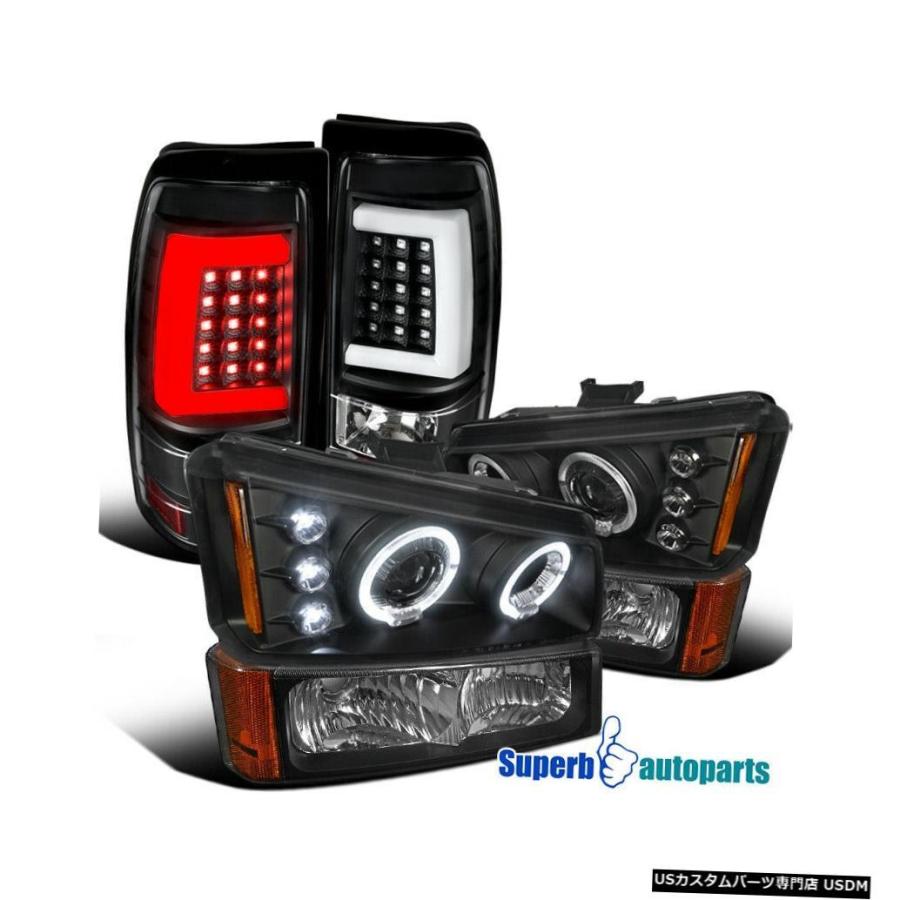 Tail light 2003-2006のシルバラードプロジェクターヘッドライト+フロントバンパーライト+ LEDテールライト  For 2003-2