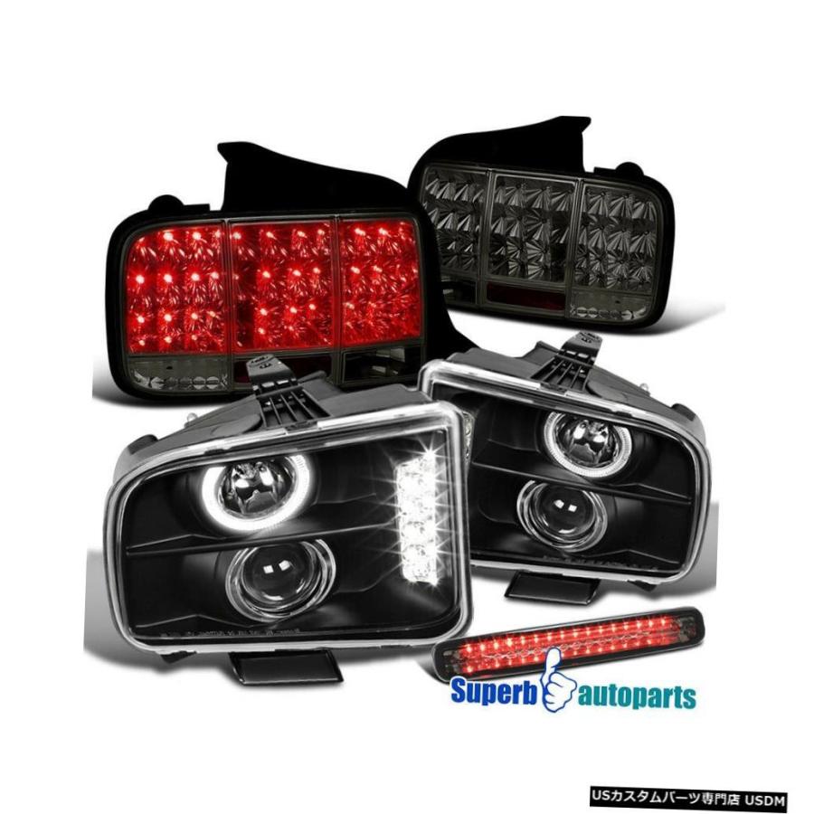 Tail light 2005-2009 Mustang Haloヘッドライト+ Seq LEDテールランプスモーク+ 3rdブレーキライト  For